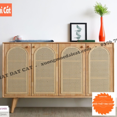 Tủ gỗ mây 4 cánh đựng đồ TGM022
