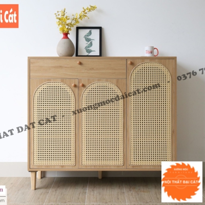 Tủ gỗ thiết kế lọng mây hiện đại TGM023