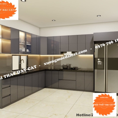 Tủ bếp chữ L hiện đại MS0039