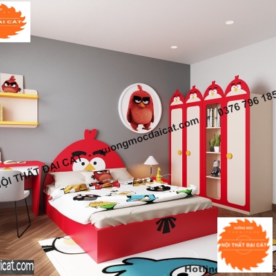 Combo phòng ngủ cho bé tone đỏ PNTE014