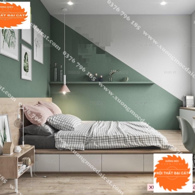 Combo nội thất phòng ngủ tone xanh lá CBPN055