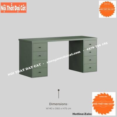 Bàn làm việc gỗ tone xanh lá BLV117