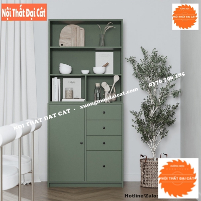 Kệ sách gỗ tone xanh lá đẹp KS198