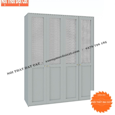 Tủ áo quần gỗ mây 4 cánh TA444