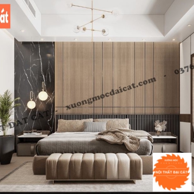 Vách ốp đầu giường gỗ VOĐG036
