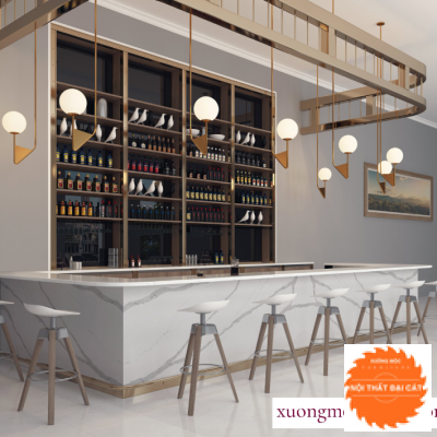 Quầy bar rượu bằng gỗ hiện đại QB022
