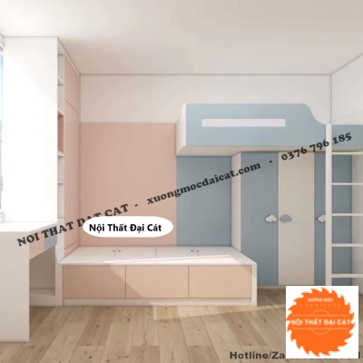 Giường tầng kết hợp tủ áo quần - bàn học GT098