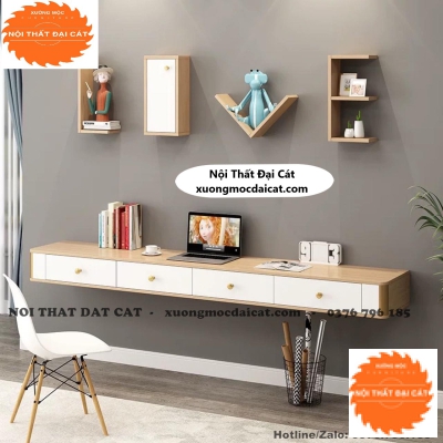 Bàn làm việc treo tường kèm kệ trang trí BLV102