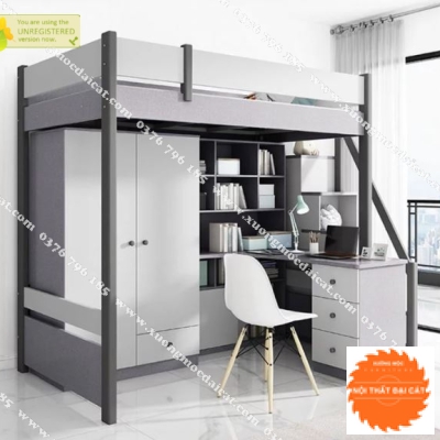 Giường tầng kết hợp bàn học - tủ áo quần GT064