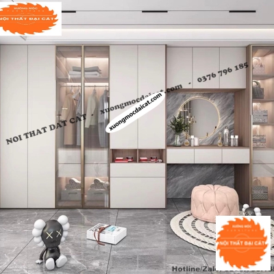 Tủ áo quần lộng kính kèm bàn trang điểm MS22243