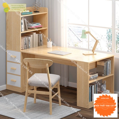 Bàn học gỗ kết hợp kệ để sách đẹp BH055