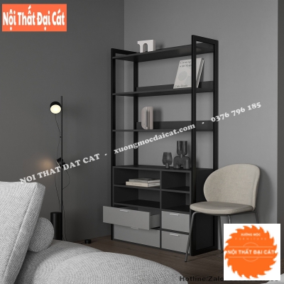 Kệ sách bằng gỗ kết hợp sắt KS188