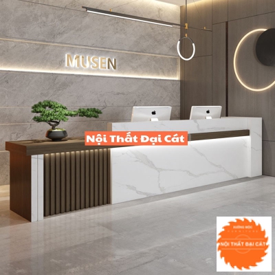 Quầy lễ tân gỗ thiết kế độc đáo QLT060