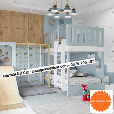 Giường tầng màu xanh dương cho phòng bé GT109