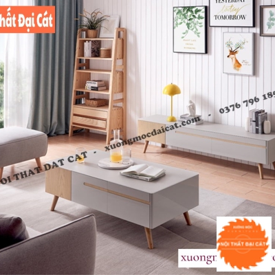 Bàn sofa màu gỗ kết hợp màu xám BS062