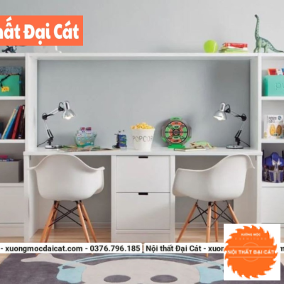 Bàn học gỗ kèm kệ để đồ BH058