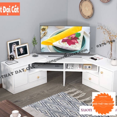 Kệ tivi gỗ thiết kế ở góc tường KTV409