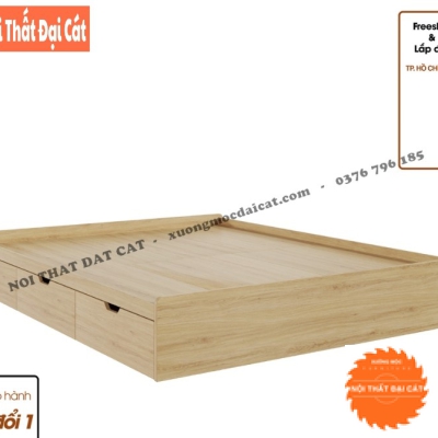Giường ngủ không đầu giường 3 hộc kéo G118