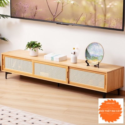 Kệ tivi gỗ cánh mây thiết kế đẹp KTM040