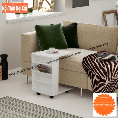 Bàn gỗ cạnh sofa thiết kế có bánh xe BGS019