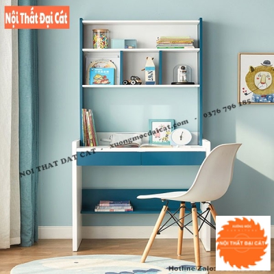 Bàn học gỗ liền giá sách BH066