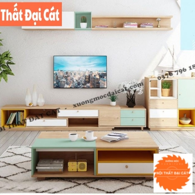 Kệ tivi phòng khách gỗ MDF thiết kế ấn tượng KTV419