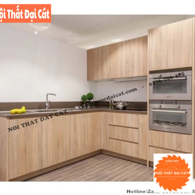 Tủ bếp gỗ gia đình chữ L TB0134