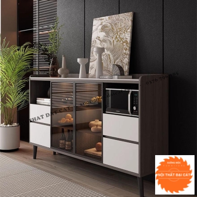 Tủ bếp gỗ cánh kính ấn tượng TBN091