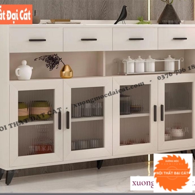 Tủ gỗ kính đựng bát đĩa TBN095