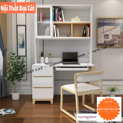 Bàn học kèm kệ sách gỗ đa năng BH079