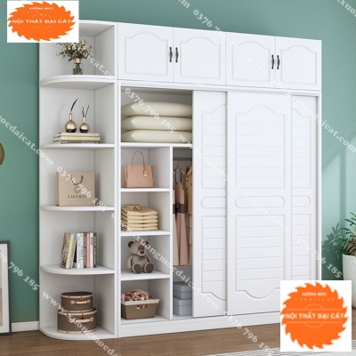Tủ áo quần tân cổ điển thiết kế cửa lùa TA196