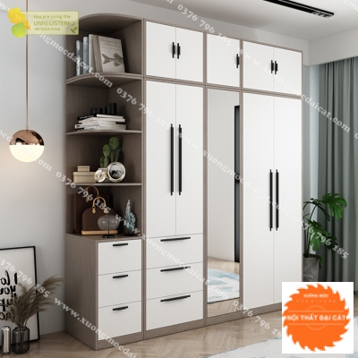 Tủ áo quần kèm gương thiết kế đẹp TA199