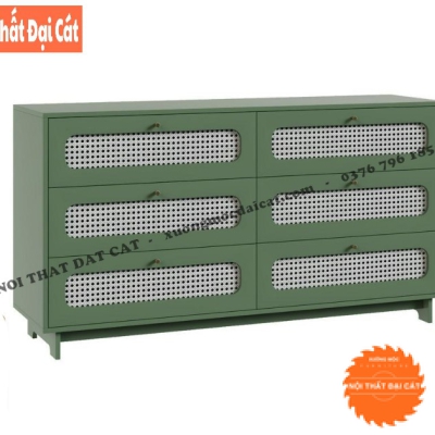 Tủ đựng đồ gỗ kết hợp mây hiện đại TĐ074