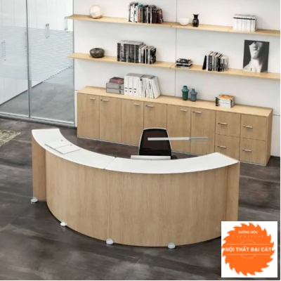 Quầy lễ tân thiết kế vòng cung QLT023