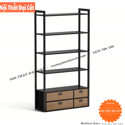 Kệ gỗ trưng bày kết hợp khung sắt KG031