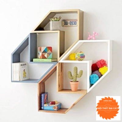 Kệ trang trí gỗ MDF treo tường đẹp KTT103