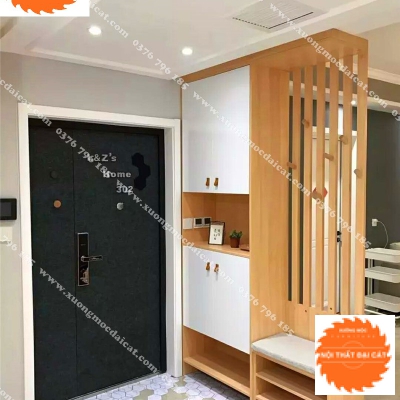 Tủ giày thiết kế kèm ghế và móc treo đồ TG165
