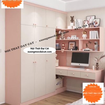 Tủ áo quần tone trắng hồng MS22248