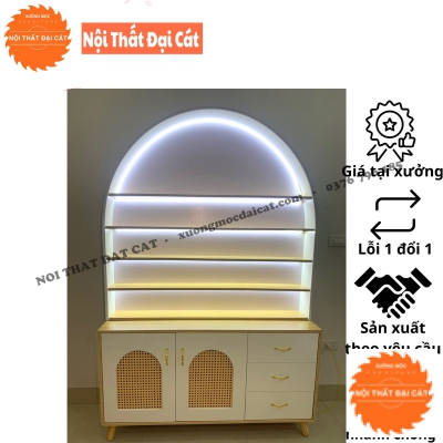 Tủ decor nail bo góc an toàn, tối giản TN009