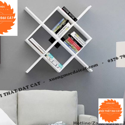 Kệ trang trí treo tường màu trắng KTT108