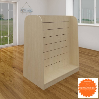 Kệ gỗ trưng bày sản phẩm ở showroom KG006