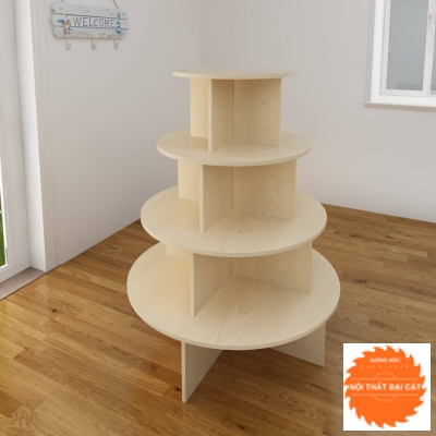 Kệ gỗ trưng bày thiết kế tròn 4 tầng KG011