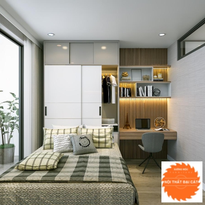 Giường ngủ kết hợp tủ áo quần - bàn làm việc G074