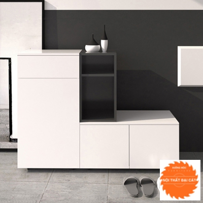 Tủ giày chữ L tone trắng đen TG076