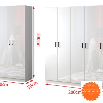Tủ quần áo trắng phủ melamine TA034