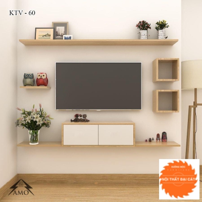 Kệ tivi kết hợp hệ treo trang trí KTV129