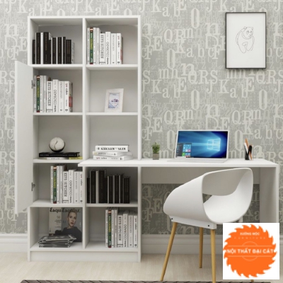 Bàn làm việc kết hợp hệ tủ hồ sơ màu trắng BLV012