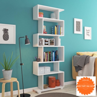 Kệ sách gỗ màu trắng đẹp KS021