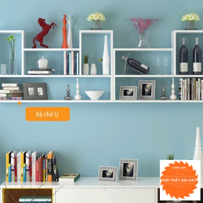 Kệ trang trí gỗ treo tường đẹp KTT015
