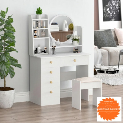 Bàn trang điểm kính tròn hiện đại BTĐ039
